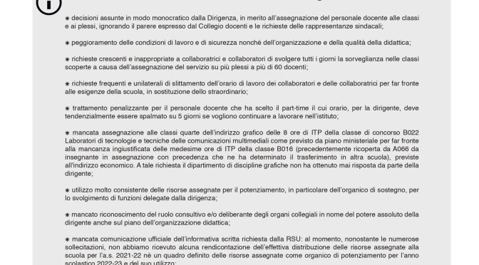 PROCLAMATO LO STATO DI AGITAZIONE<br>DI TUTTO IL PERSONALE SCOLASTICO DELL’IPSAS ALDROVANDI-RUBBIANI DI BOLOGNA
